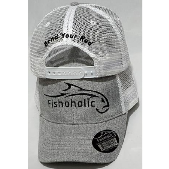 Baseball Fishing Hat Embroidered Logos Mesh Trucker Fishing Outdoors Gray New - Picture 2 of 6